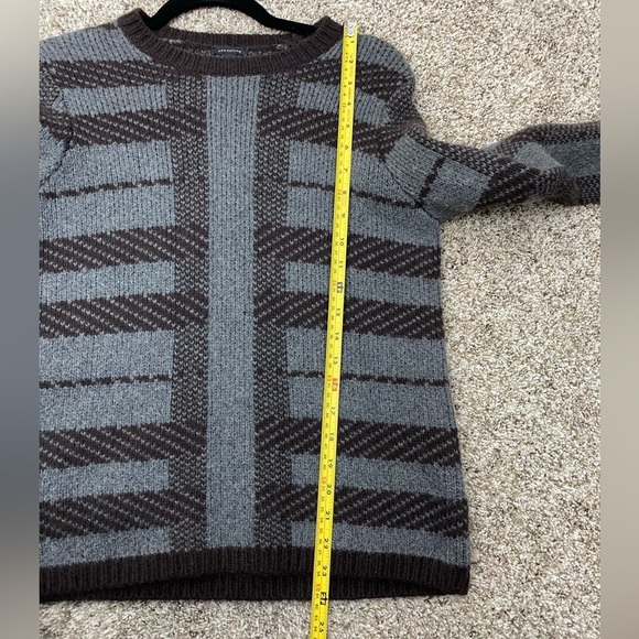 Alpaca Wool Rabbit Hair Plaid Brown Thick Warm Ann Taylor Crewneck Sweater Small - Picture 6 of 10